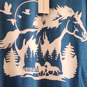 Blue Horse Scenic Graphic Top